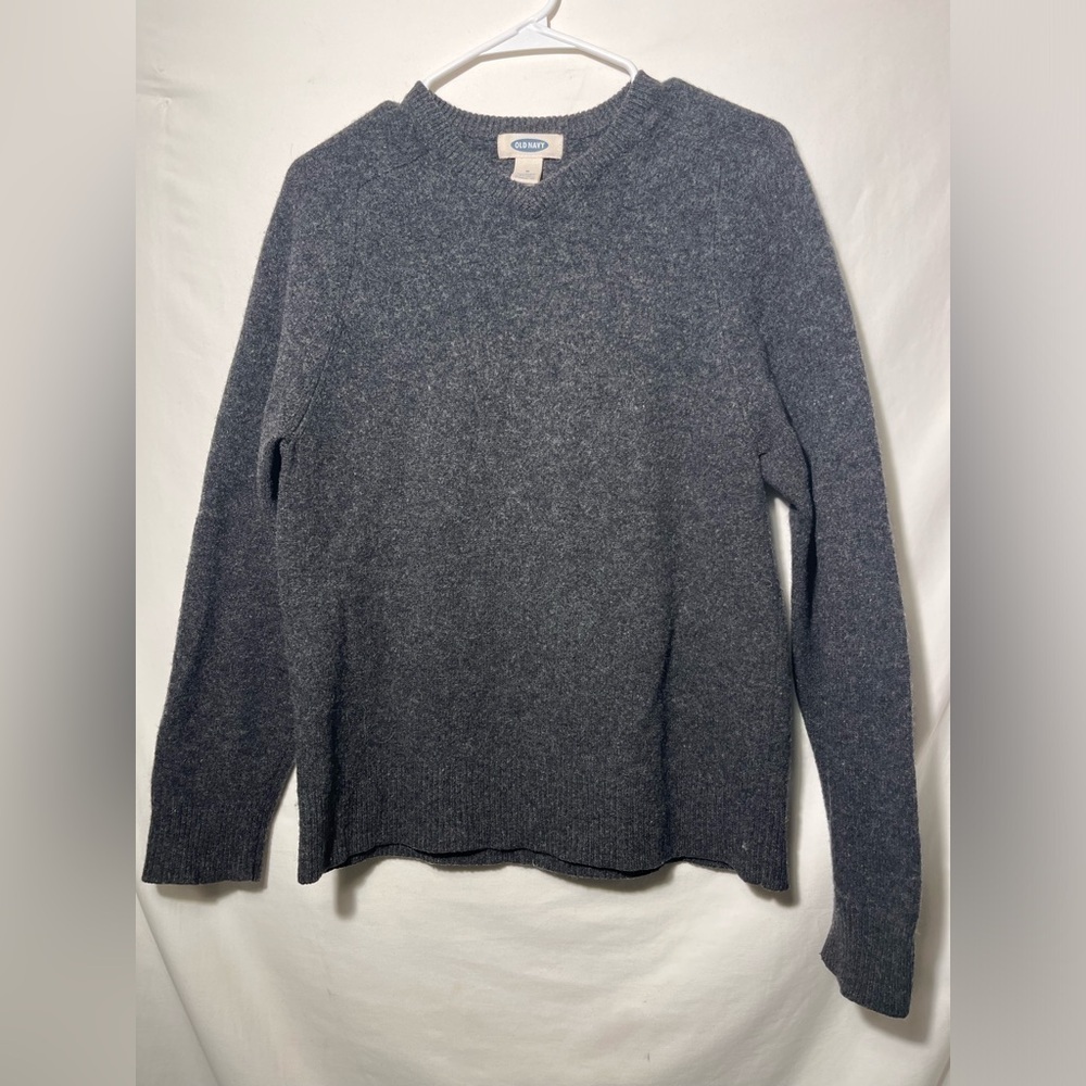 OLD NAVY V NECK LONG SLEEVE LAMBSWOOL NYLON DARK GRAY SWEATSHIRT